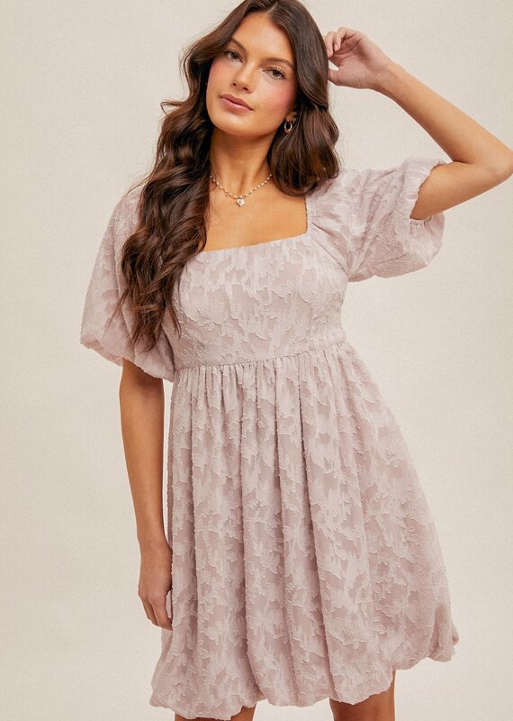 509 Broadway Chiffon Jacquard Print Bubble Dress