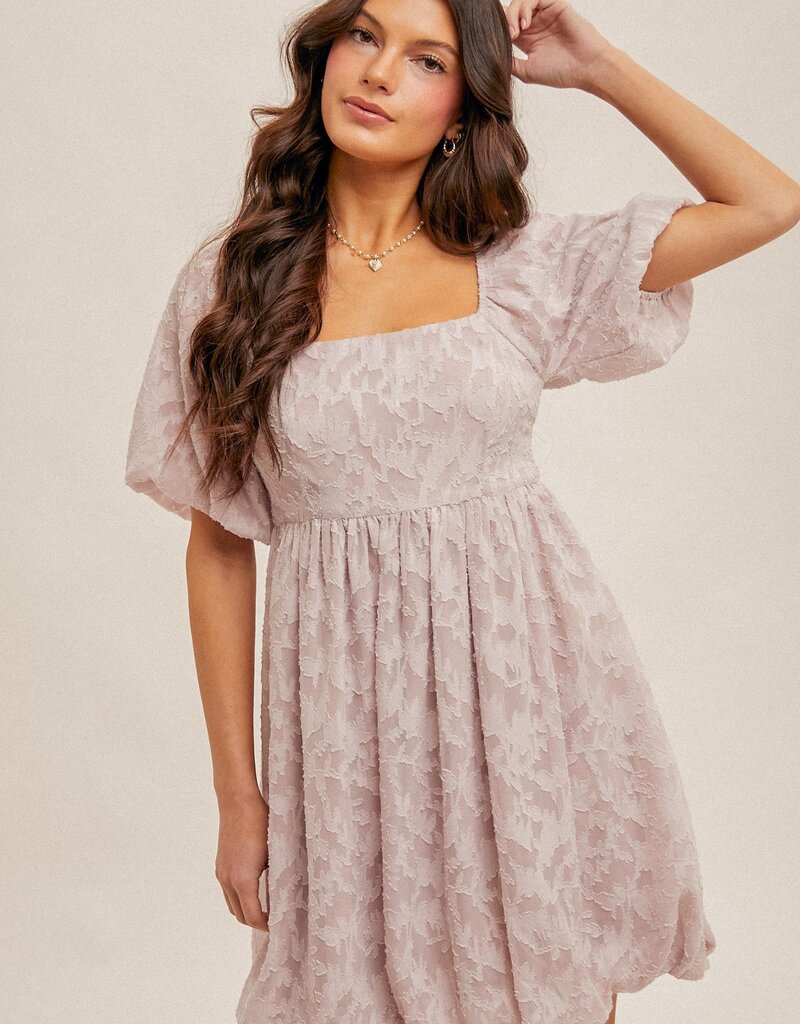 509 Broadway Chiffon Jacquard Print Bubble Dress