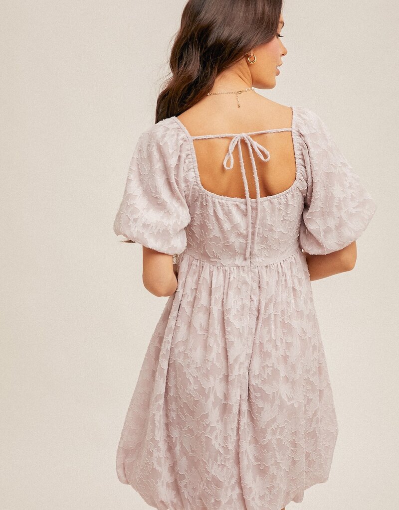 509 Broadway Chiffon Jacquard Print Bubble Dress