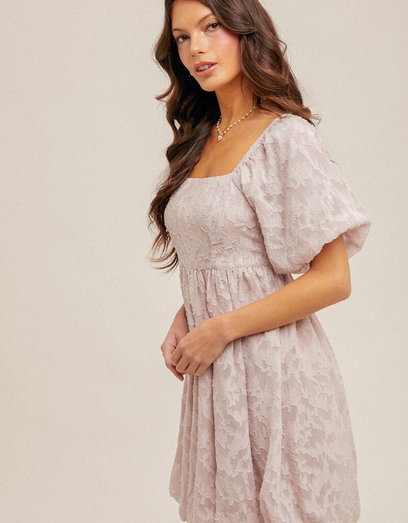 509 Broadway Chiffon Jacquard Print Bubble Dress