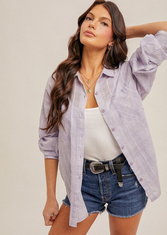 509 Broadway Soft Plaid Oversized Button Down