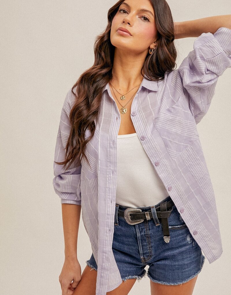 509 Broadway Soft Plaid Oversized Button Down