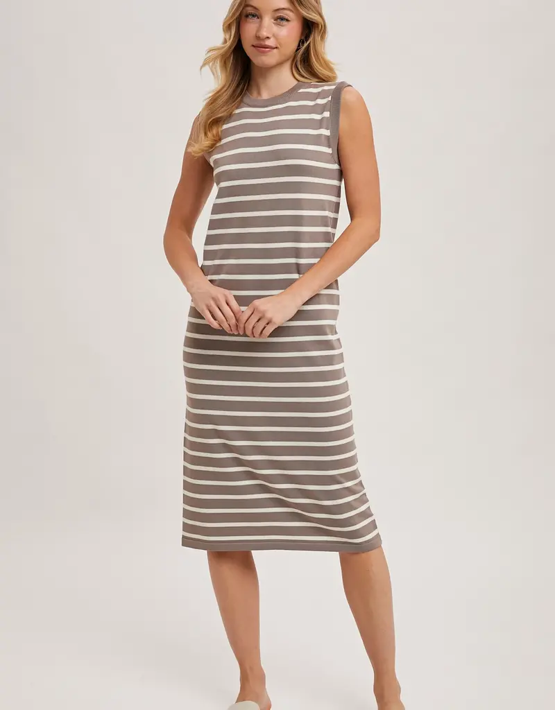 509 Broadway Sleeveless Striped Knit Midi Dress