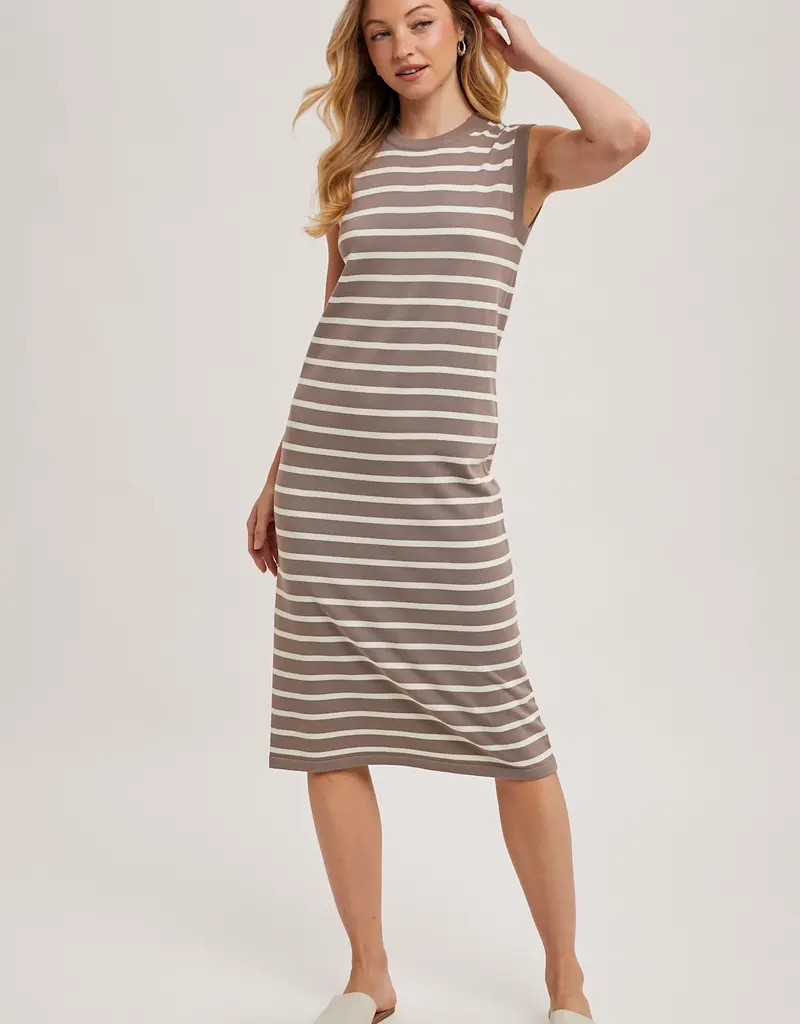 509 Broadway Sleeveless Striped Knit Midi Dress