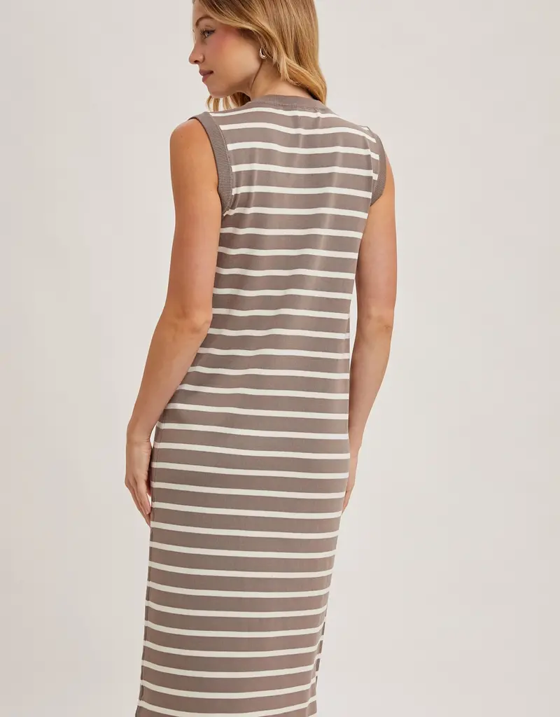 509 Broadway Sleeveless Striped Knit Midi Dress