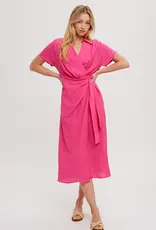 509 Broadway Front Tie Wrap Mini Dress