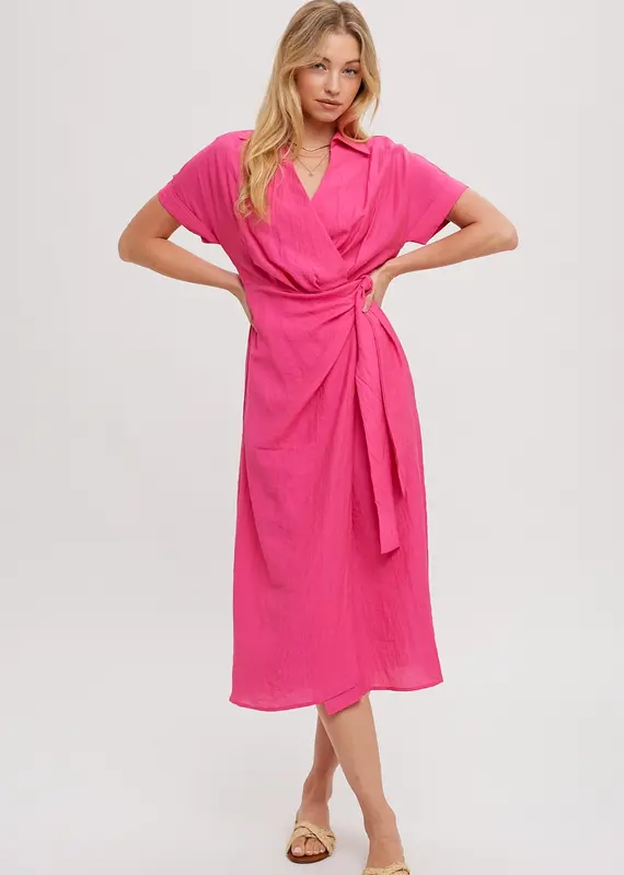 509 Broadway Front Tie Wrap Mini Dress