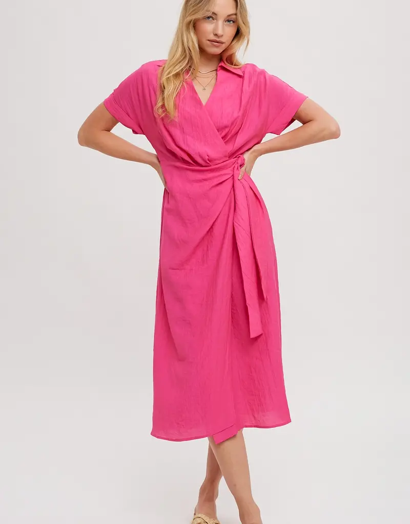 509 Broadway Front Tie Wrap Mini Dress