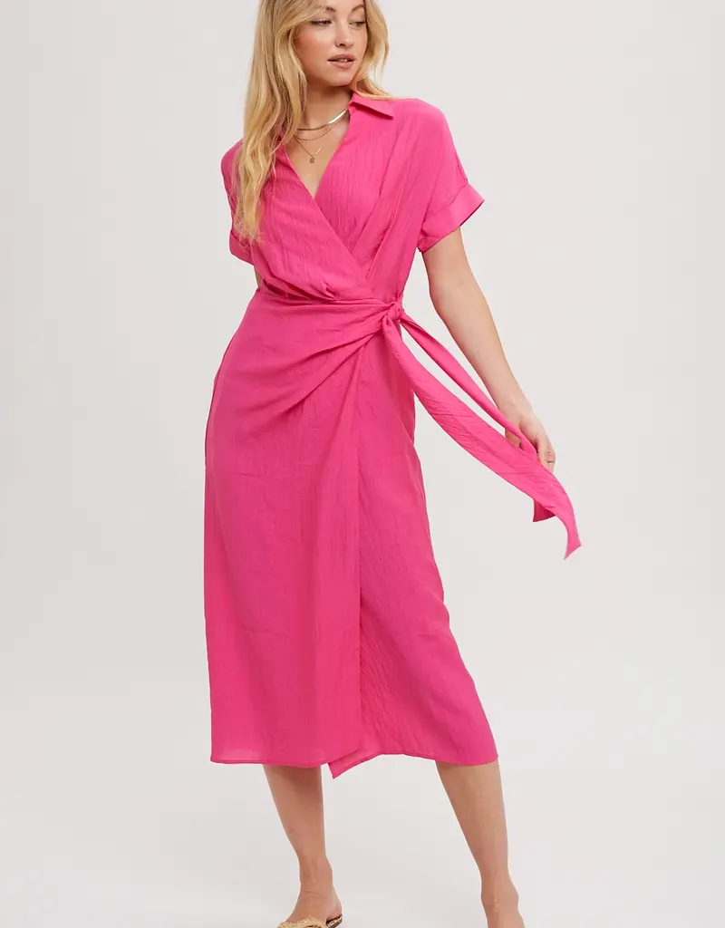 509 Broadway Front Tie Wrap Mini Dress