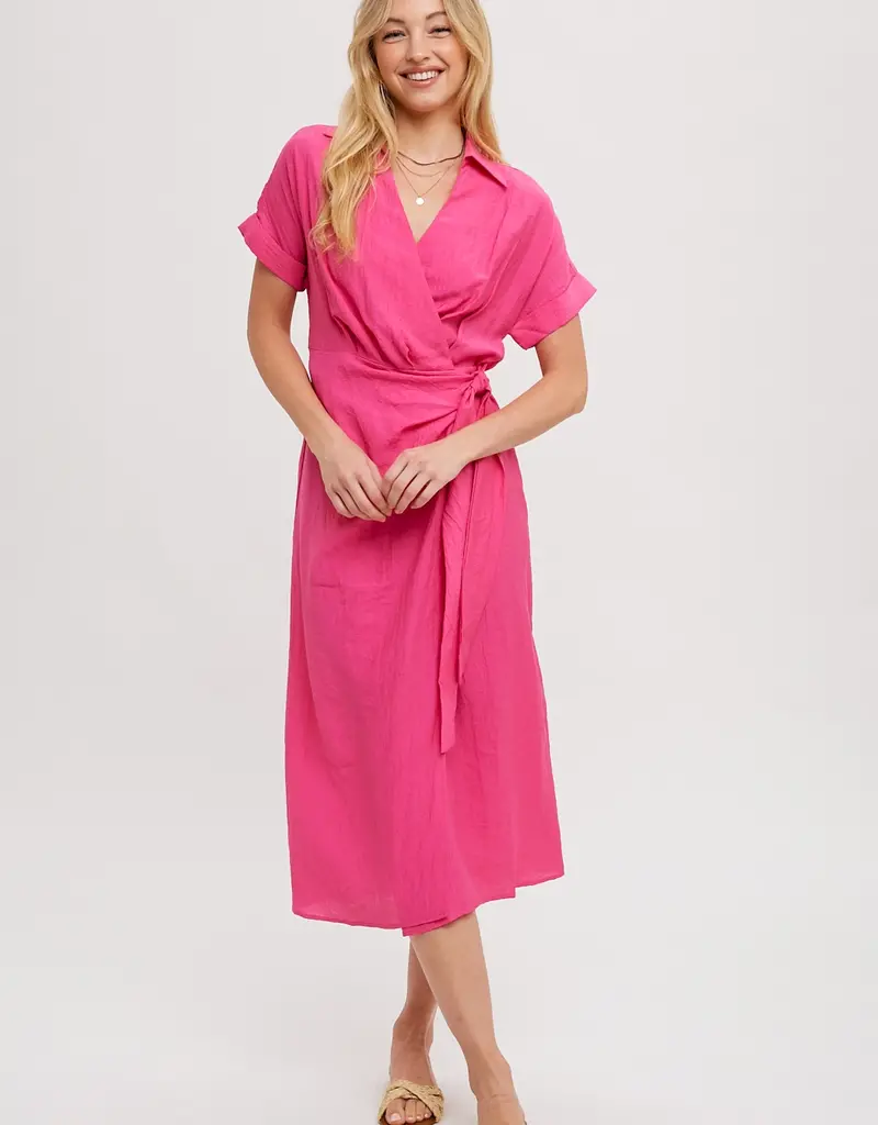 509 Broadway Front Tie Wrap Mini Dress