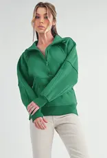 509 Broadway Long Dove Funnel Neck Half Zip