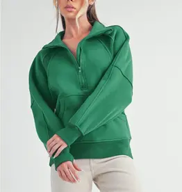 509 Broadway Long Dove Funnel Neck Half Zip