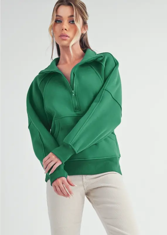 509 Broadway Long Dove Funnel Neck Half Zip