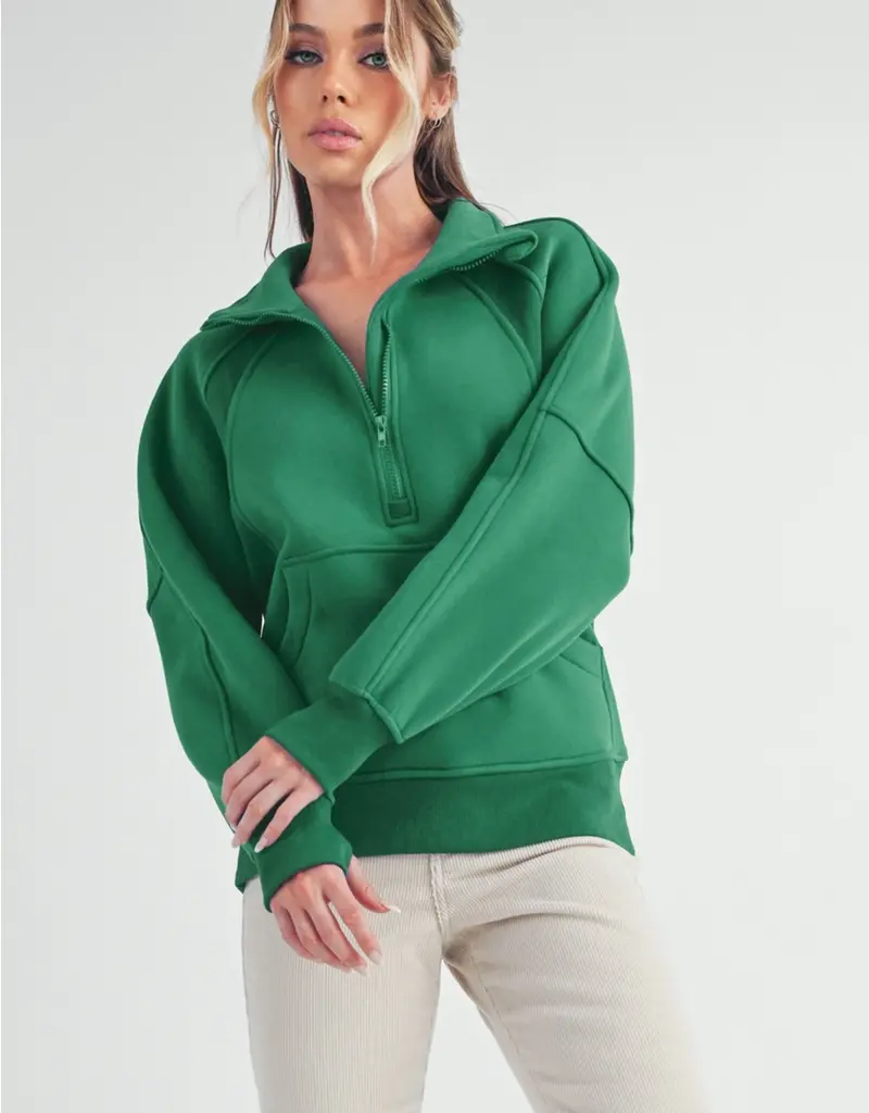 509 Broadway Long Dove Funnel Neck Half Zip