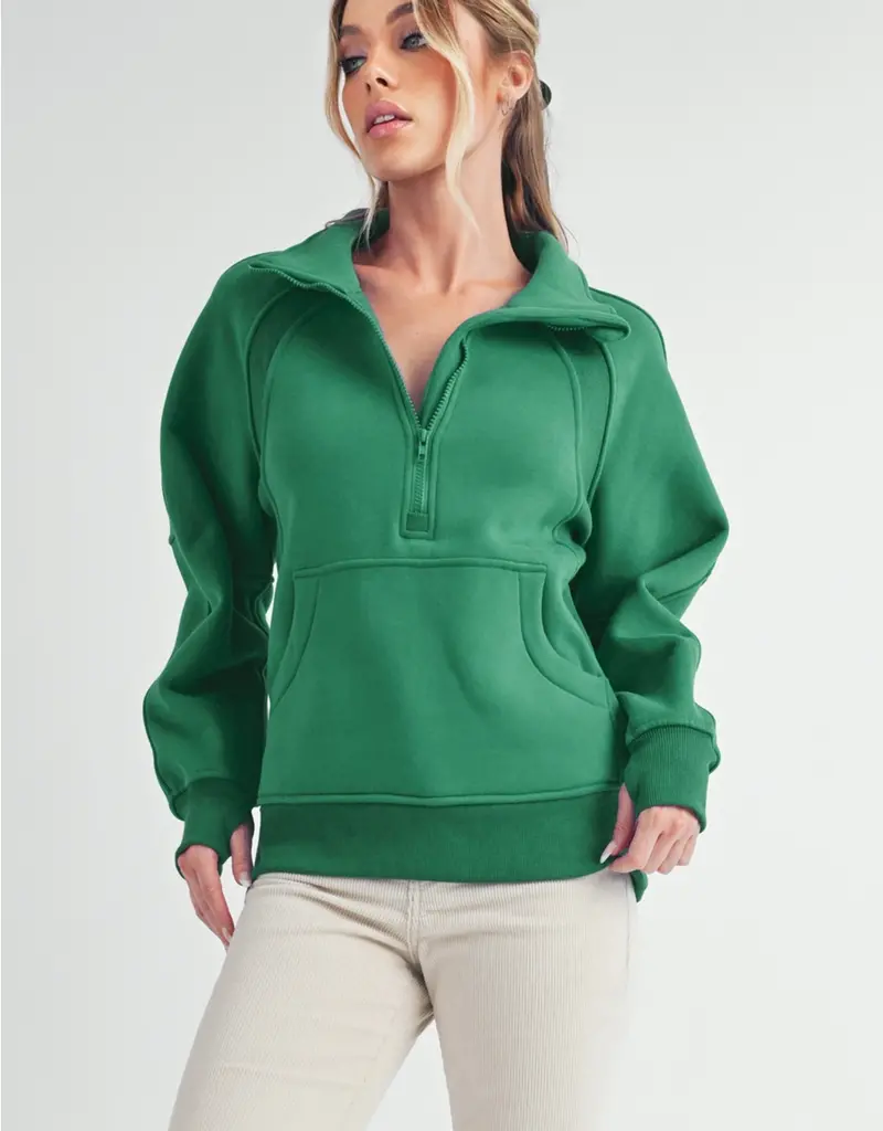 509 Broadway Long Dove Funnel Neck Half Zip