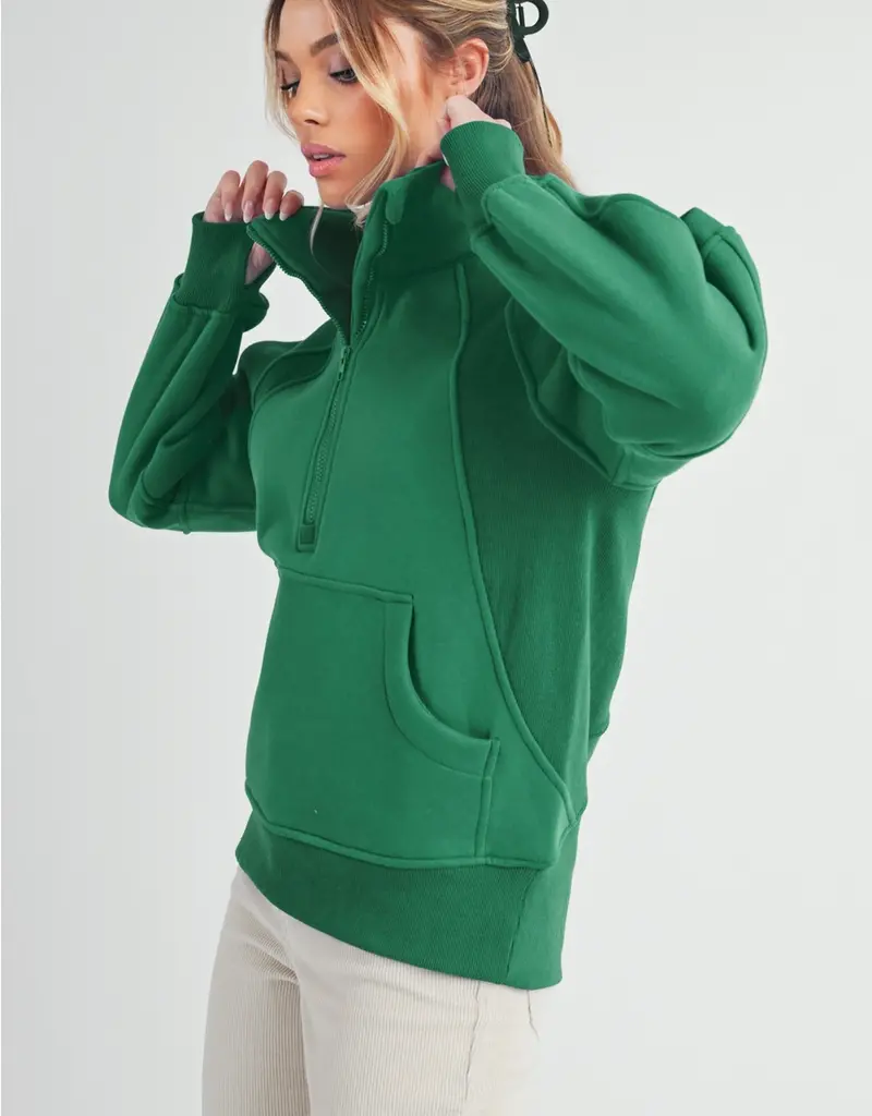 509 Broadway Long Dove Funnel Neck Half Zip