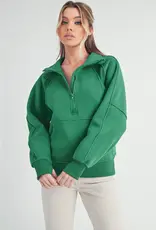 509 Broadway Long Dove Funnel Neck Half Zip
