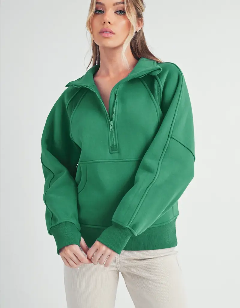 509 Broadway Long Dove Funnel Neck Half Zip