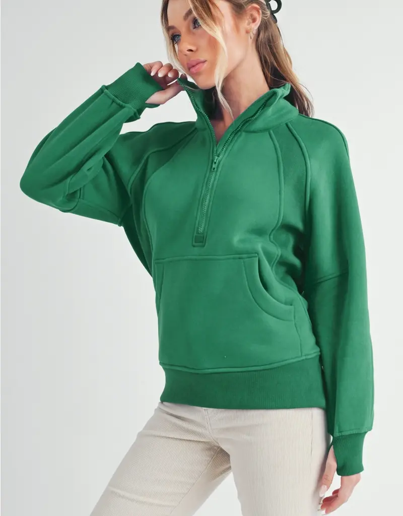 509 Broadway Long Dove Funnel Neck Half Zip