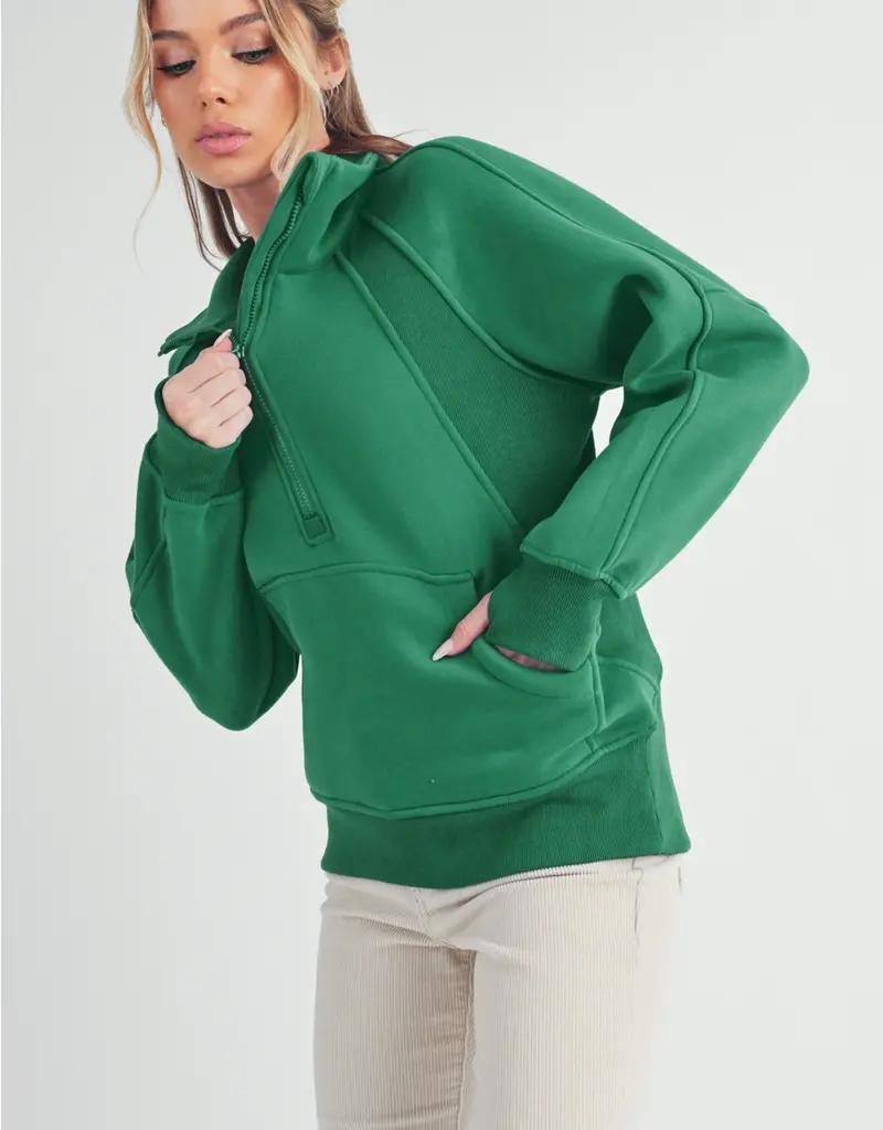 509 Broadway Long Dove Funnel Neck Half Zip