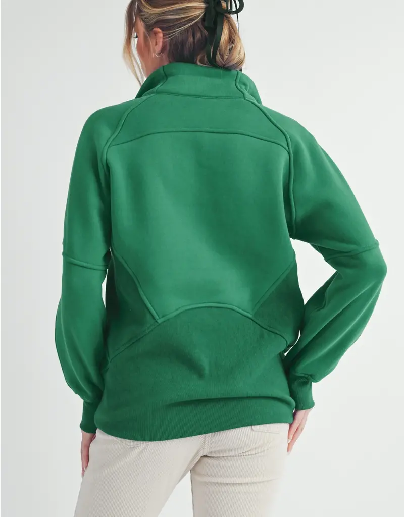 509 Broadway Long Dove Funnel Neck Half Zip