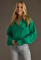 509 Broadway Cropped Cotton Button Up