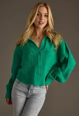 509 Broadway Cropped Cotton Button Up