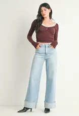 Just Black Denim Cuffed Palazzo Jean