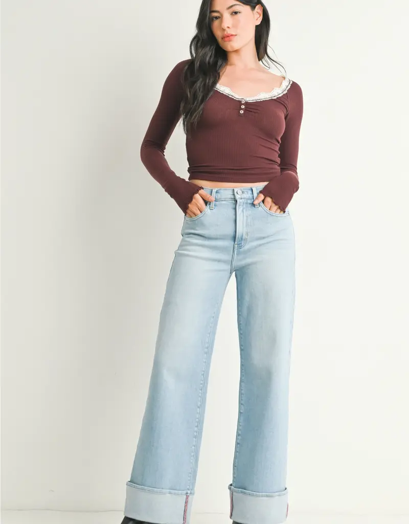 Just Black Denim Cuffed Palazzo Jean