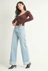 Just Black Denim Cuffed Palazzo Jean