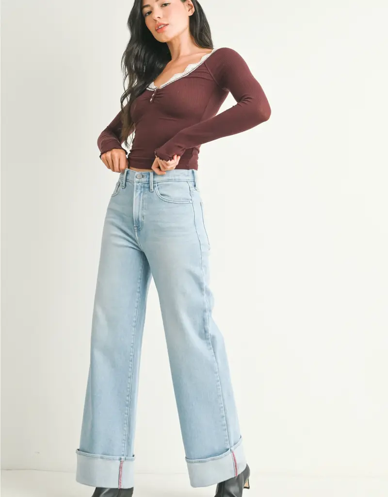 Just Black Denim Cuffed Palazzo Jean