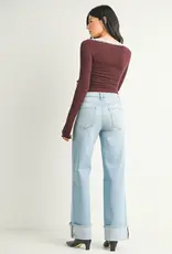 Just Black Denim Cuffed Palazzo Jean