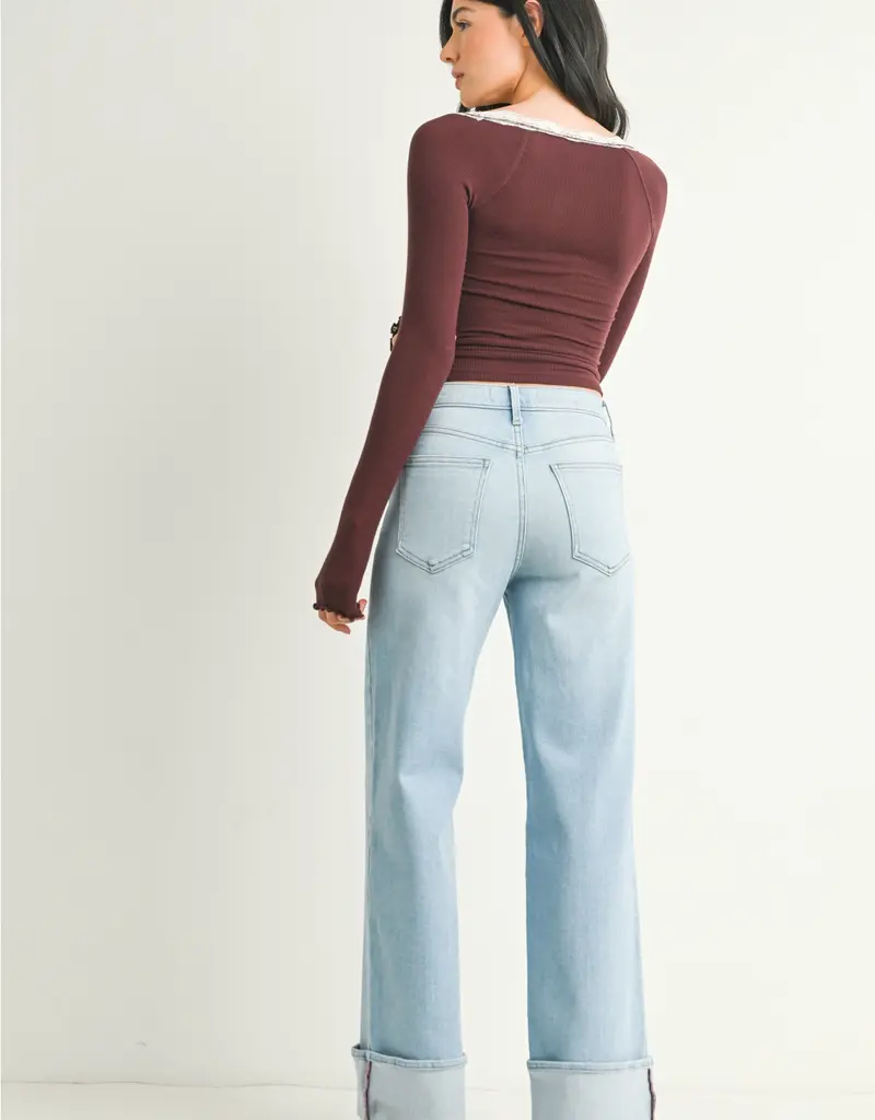 Just Black Denim Cuffed Palazzo Jean