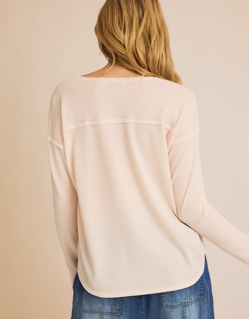 509 Broadway V-Neck Button Up LS Top