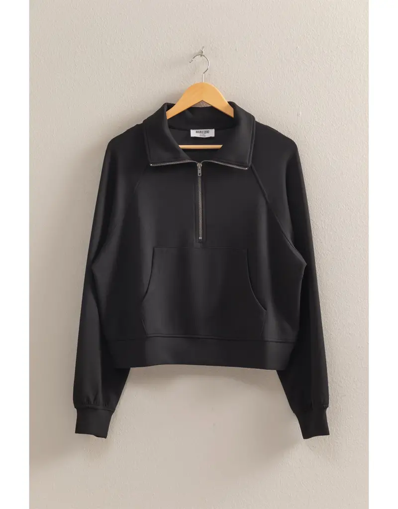 509 Broadway High Neck Half Zip Pocket Sweatshirt