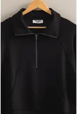 509 Broadway High Neck Half Zip Pocket Sweatshirt