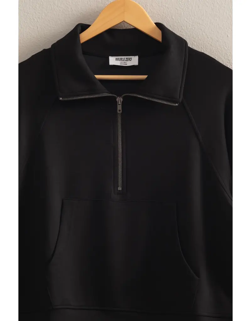 509 Broadway High Neck Half Zip Pocket Sweatshirt