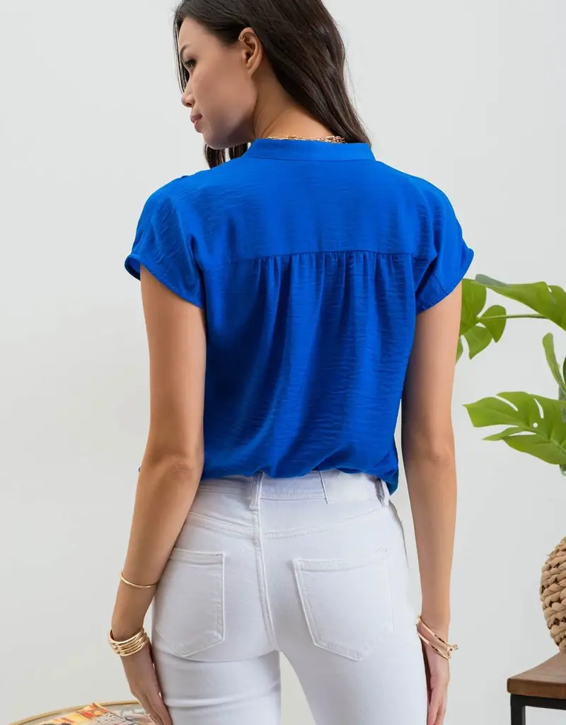 509 Broadway Drop Shoulder Button Front Blouse
