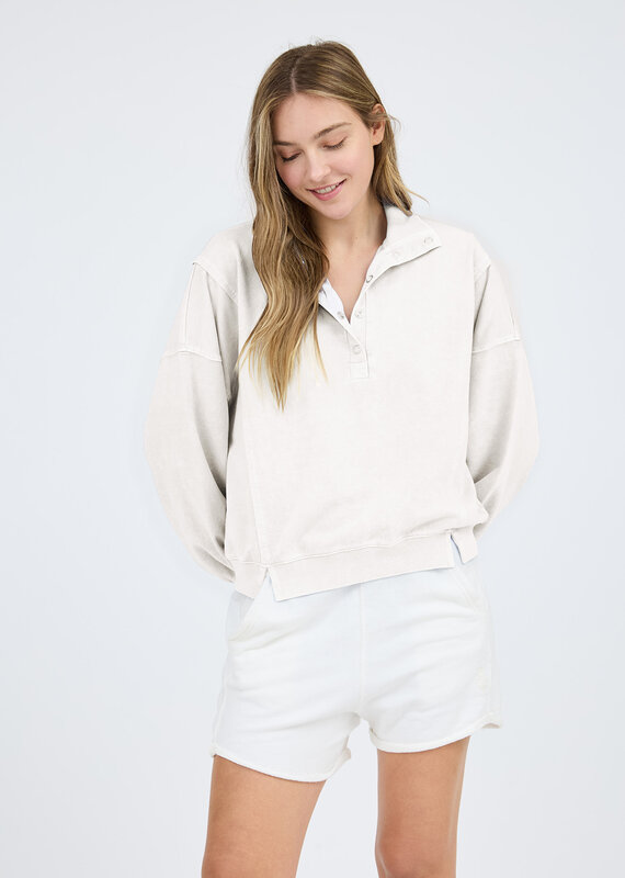 509 Broadway Washed Half Snap Button LS Top