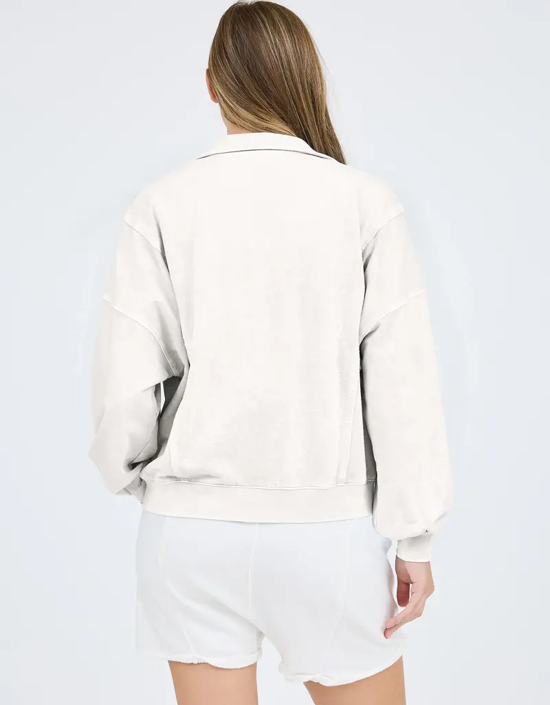509 Broadway Washed Half Snap Button LS Top