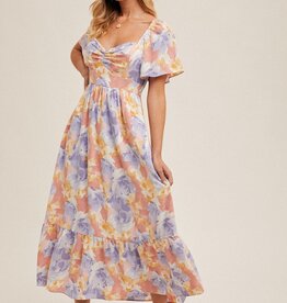509 Broadway Flare Sleeve Midi Dress