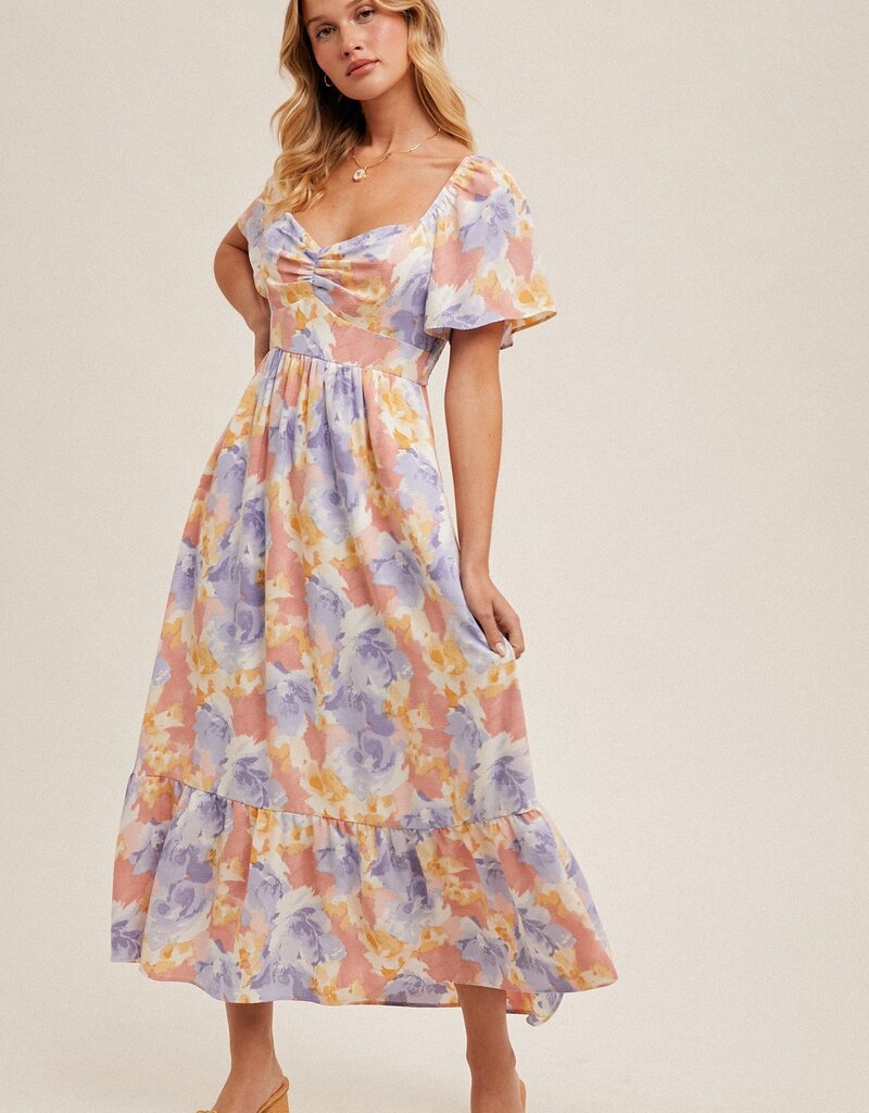509 Broadway Flare Sleeve Midi Dress