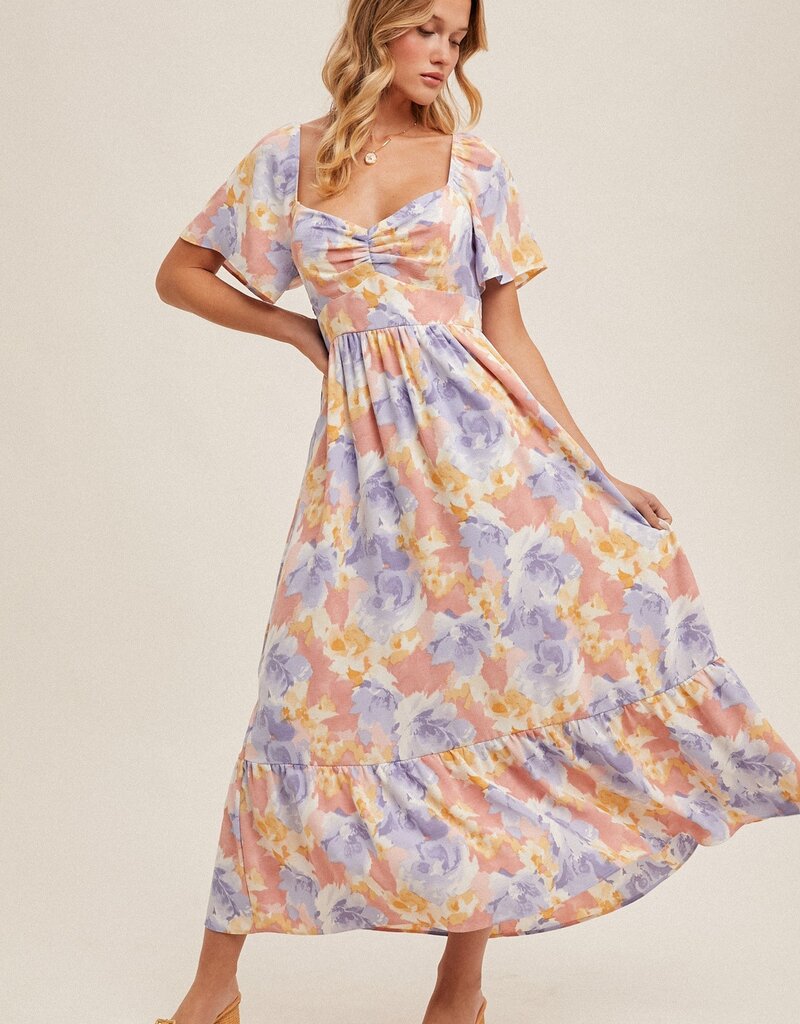 509 Broadway Flare Sleeve Midi Dress