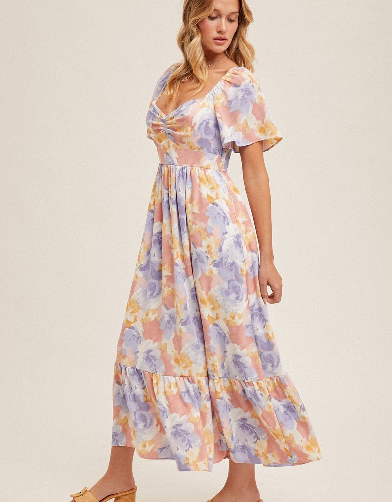 509 Broadway Flare Sleeve Midi Dress