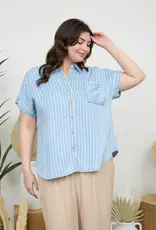 509 Broadway Plus Stripe Chambray Button Down