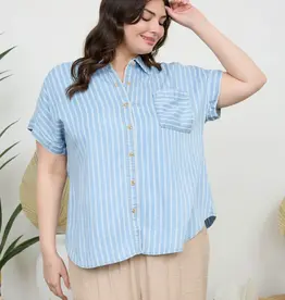 509 Broadway Plus Stripe Chambray Button Down