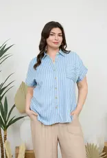 509 Broadway Plus Stripe Chambray Button Down