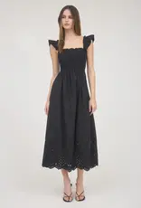 509 Broadway Ruffle Sleeve Eyelet Midi Dress