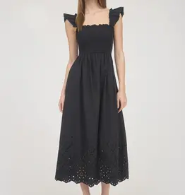 509 Broadway Ruffle Sleeve Eyelet Midi Dress