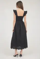 509 Broadway Ruffle Sleeve Eyelet Midi Dress